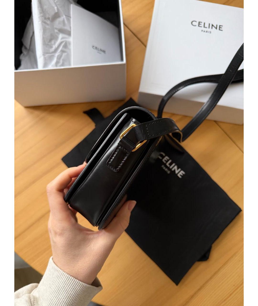 CELINE Черная кожаная сумка через плечо, фото 5