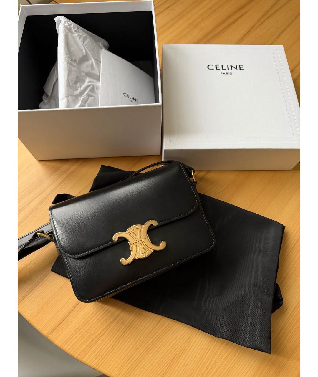 CELINE Черная кожаная сумка через плечо, фото 9