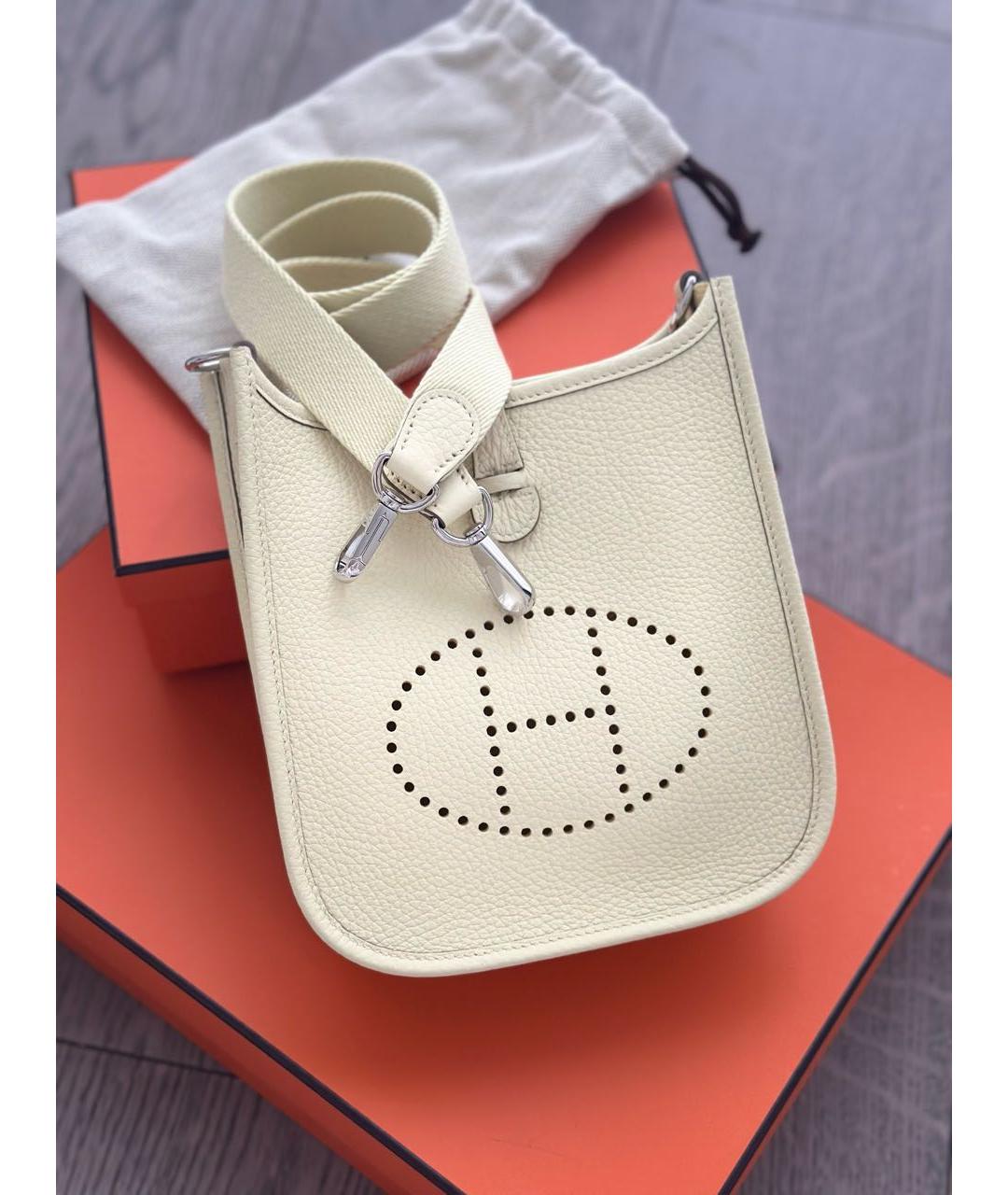 HERMES Белая кожаная сумка через плечо, фото 2