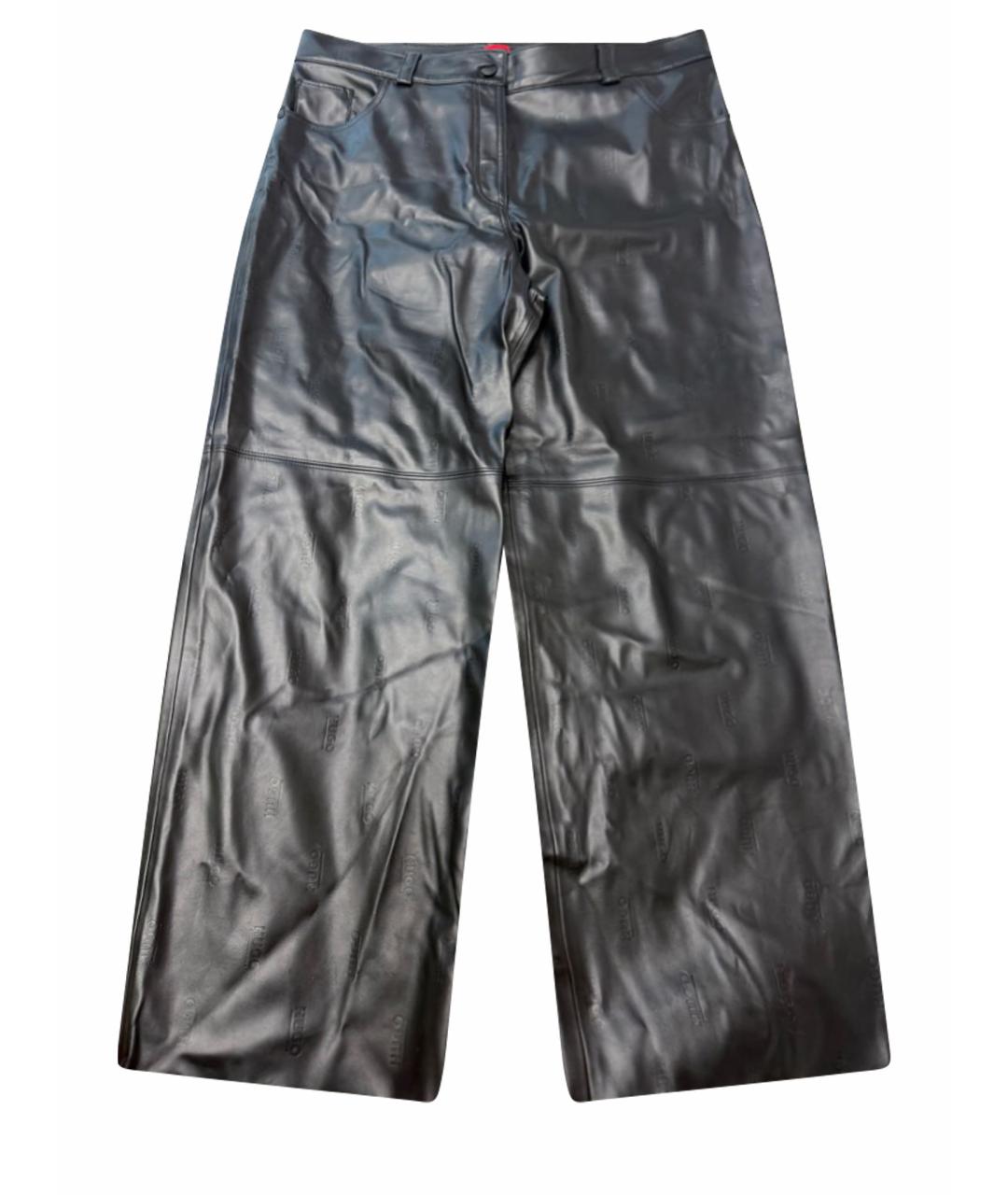 HUGO Черные полиуретановые брюки широкие, фото 1