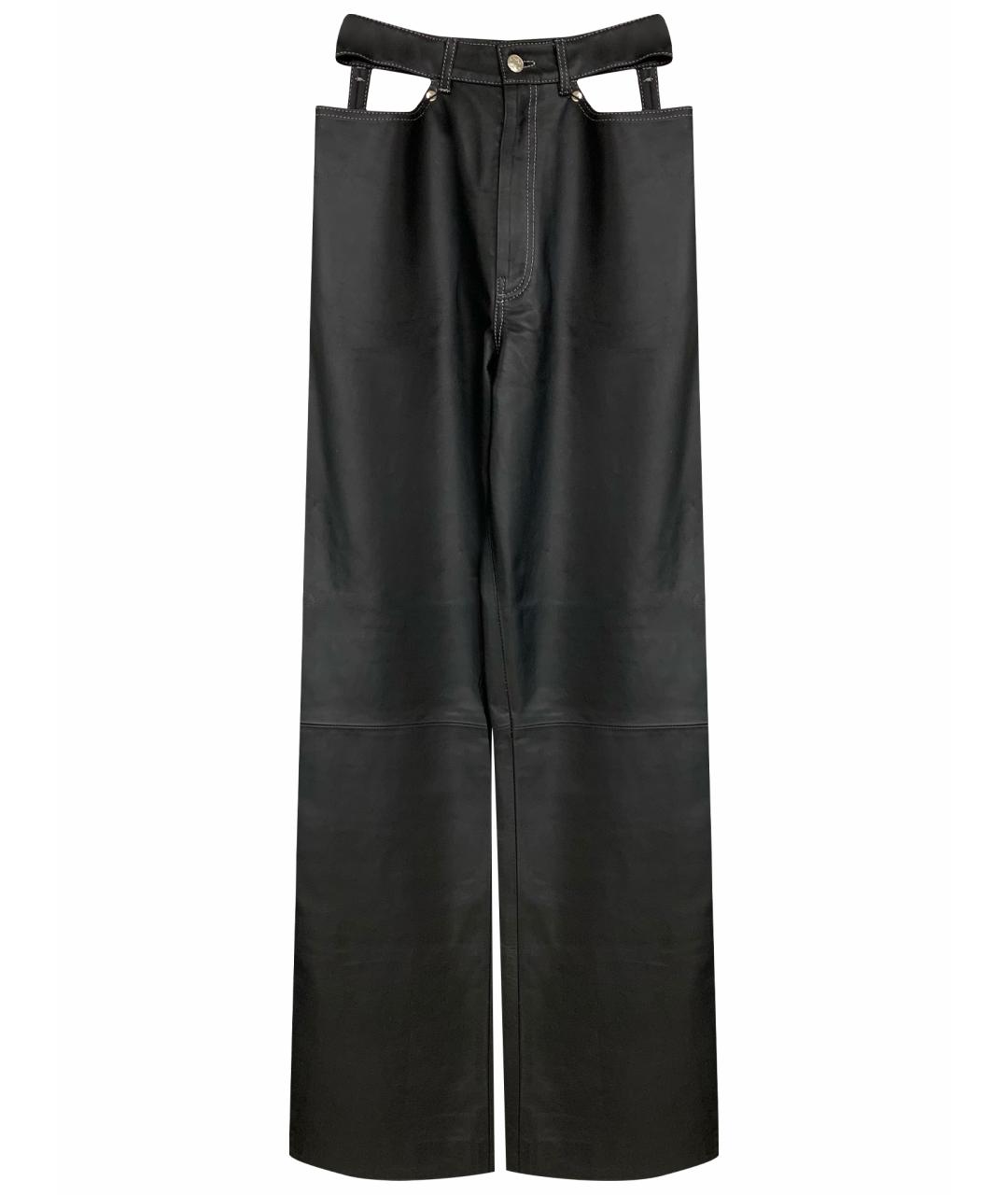 MANOKHI Черные кожаные брюки широкие, фото 1