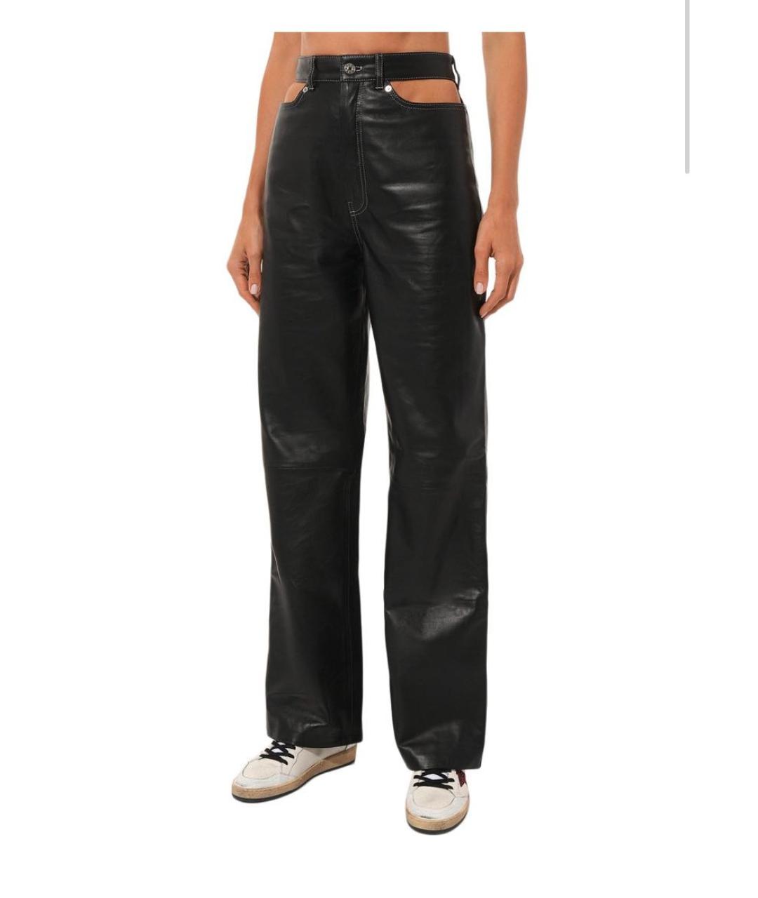 MANOKHI Черные кожаные брюки широкие, фото 6