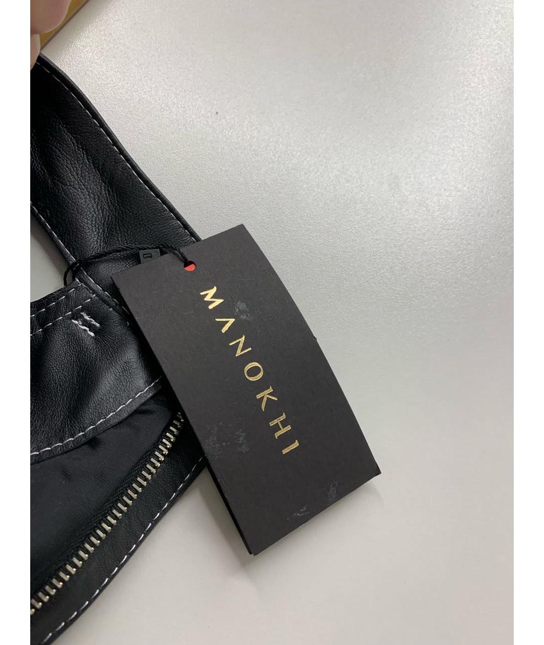 MANOKHI Черные кожаные брюки широкие, фото 5