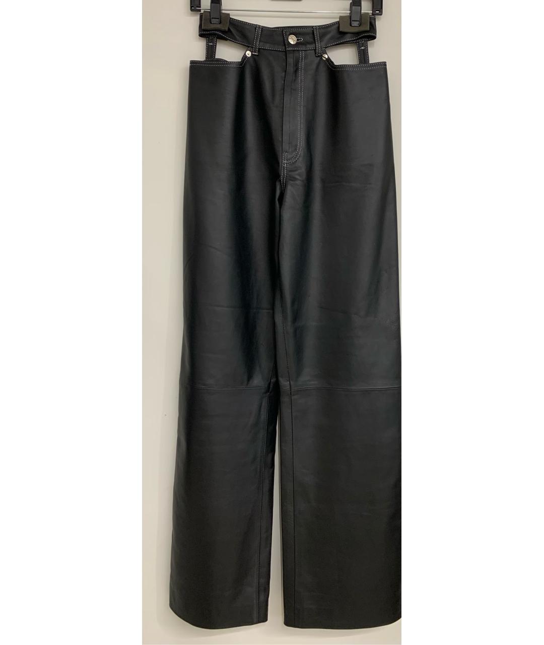 MANOKHI Черные кожаные брюки широкие, фото 8