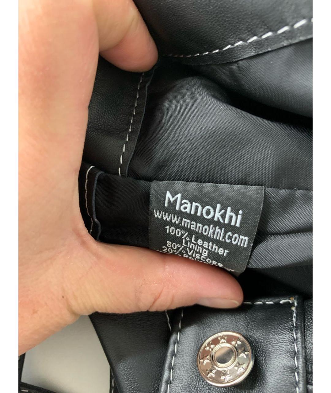 MANOKHI Черные кожаные брюки широкие, фото 4