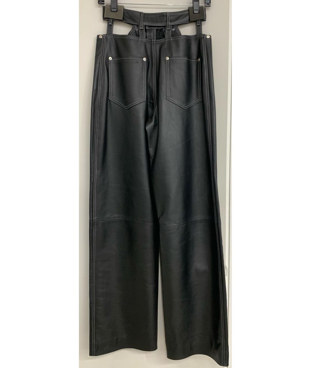 MANOKHI Черные кожаные брюки широкие, фото 2