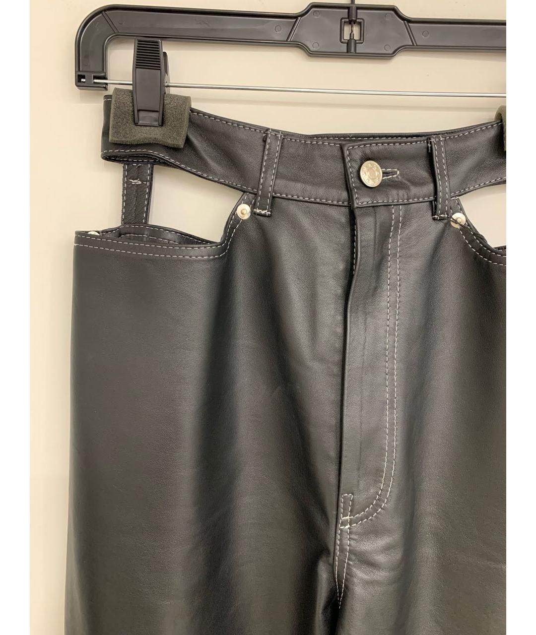 MANOKHI Черные кожаные брюки широкие, фото 3