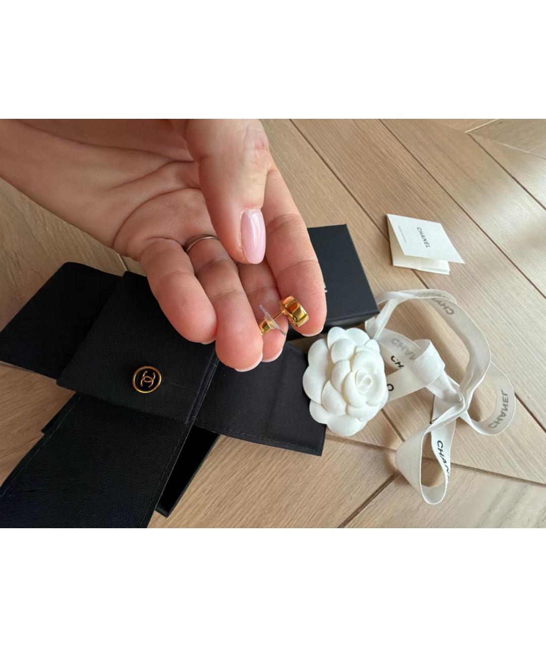 CHANEL Черные металлические серьги, фото 4