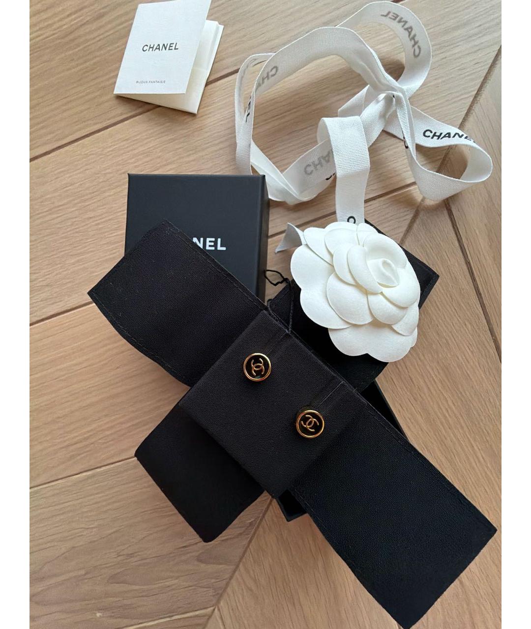 CHANEL Черные металлические серьги, фото 2