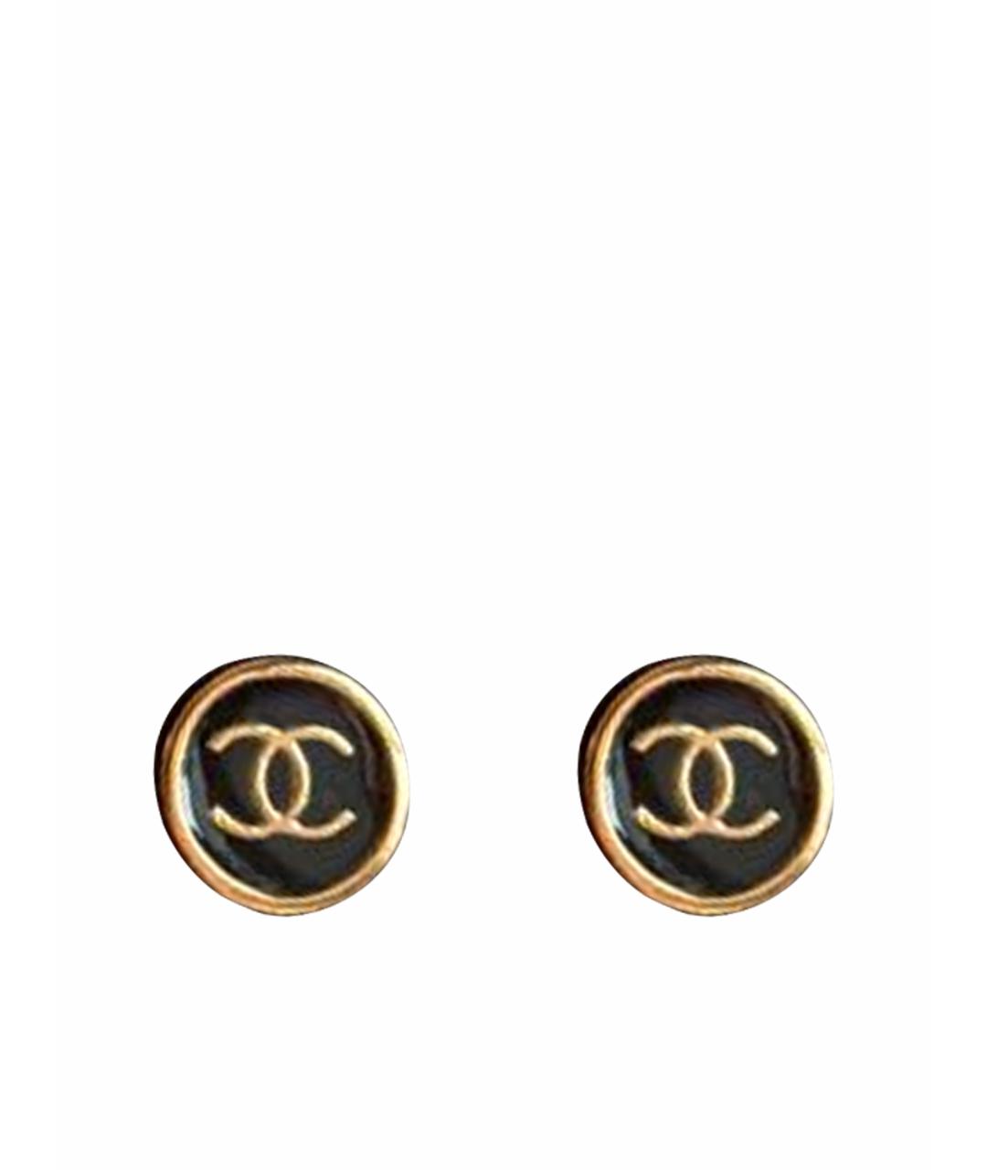 CHANEL Черные металлические серьги, фото 1