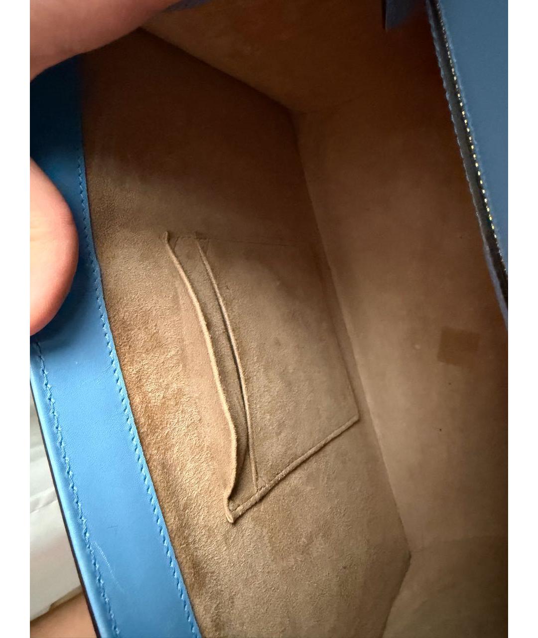 GUCCI Голубая кожаная сумка с короткими ручками, фото 6