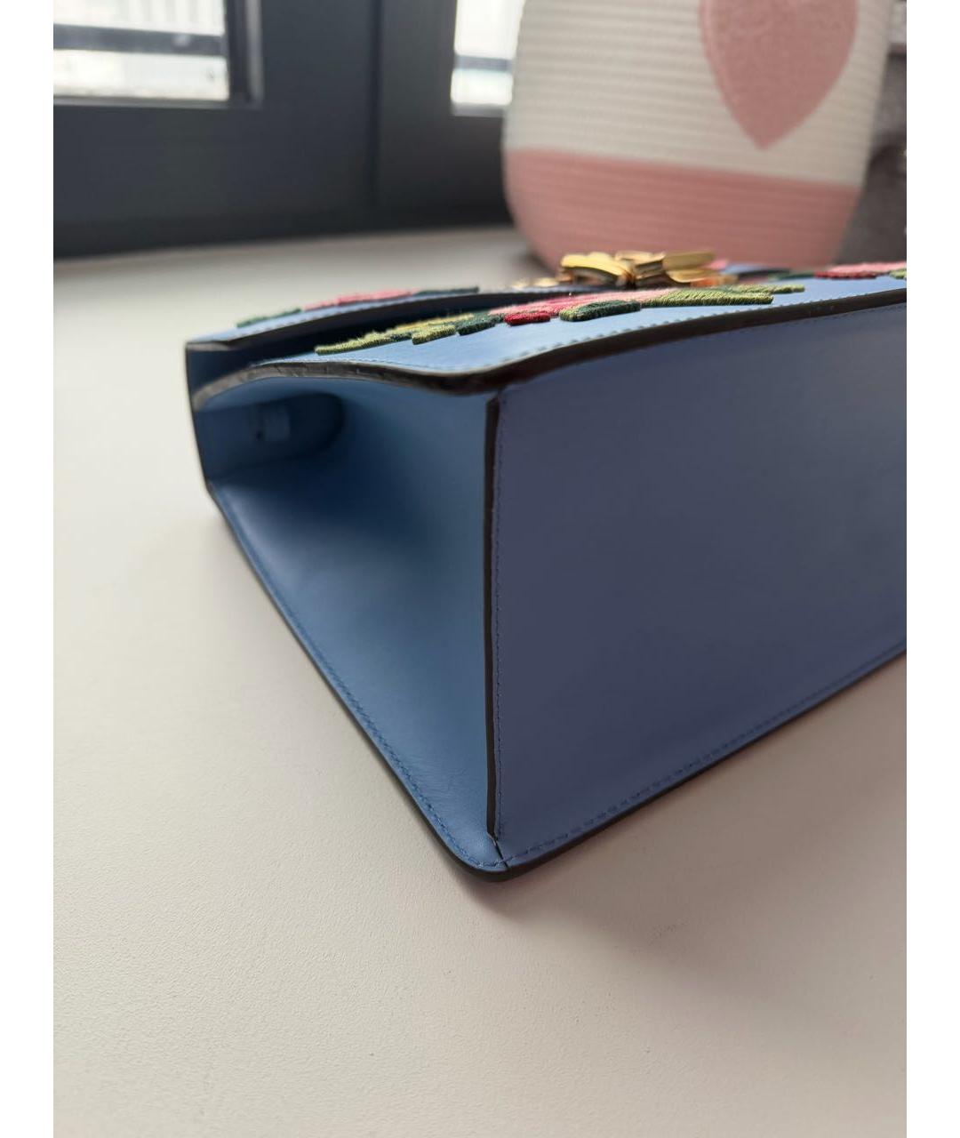 GUCCI Голубая кожаная сумка с короткими ручками, фото 4