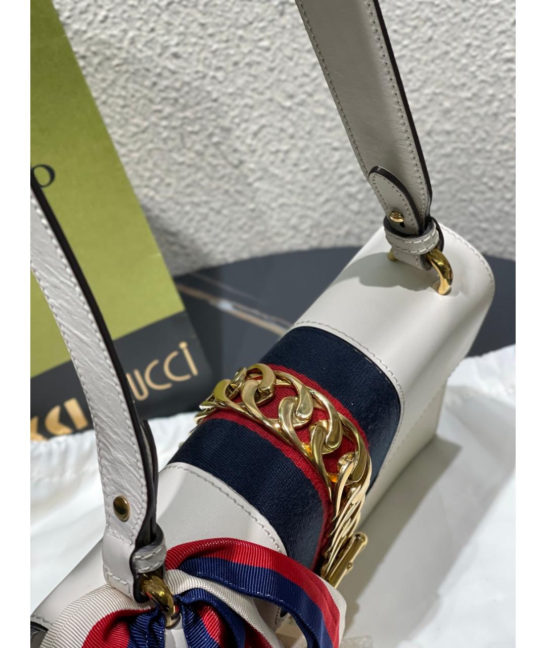GUCCI Белая кожаная сумка через плечо, фото 7