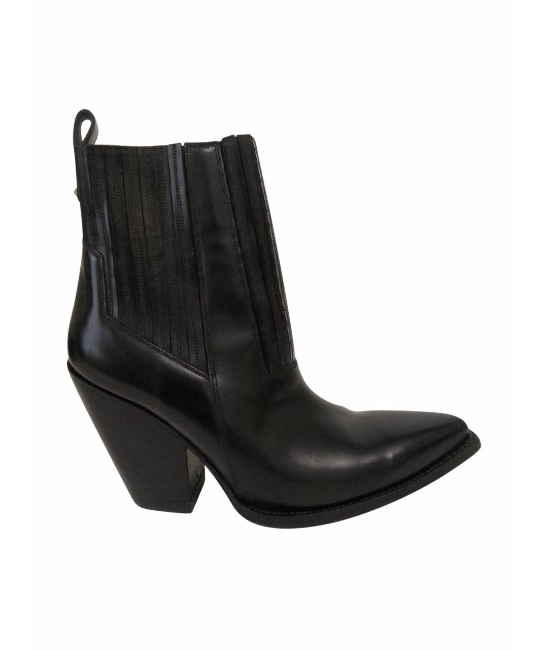 VALENTINO Черные кожаные полусапоги, фото 1