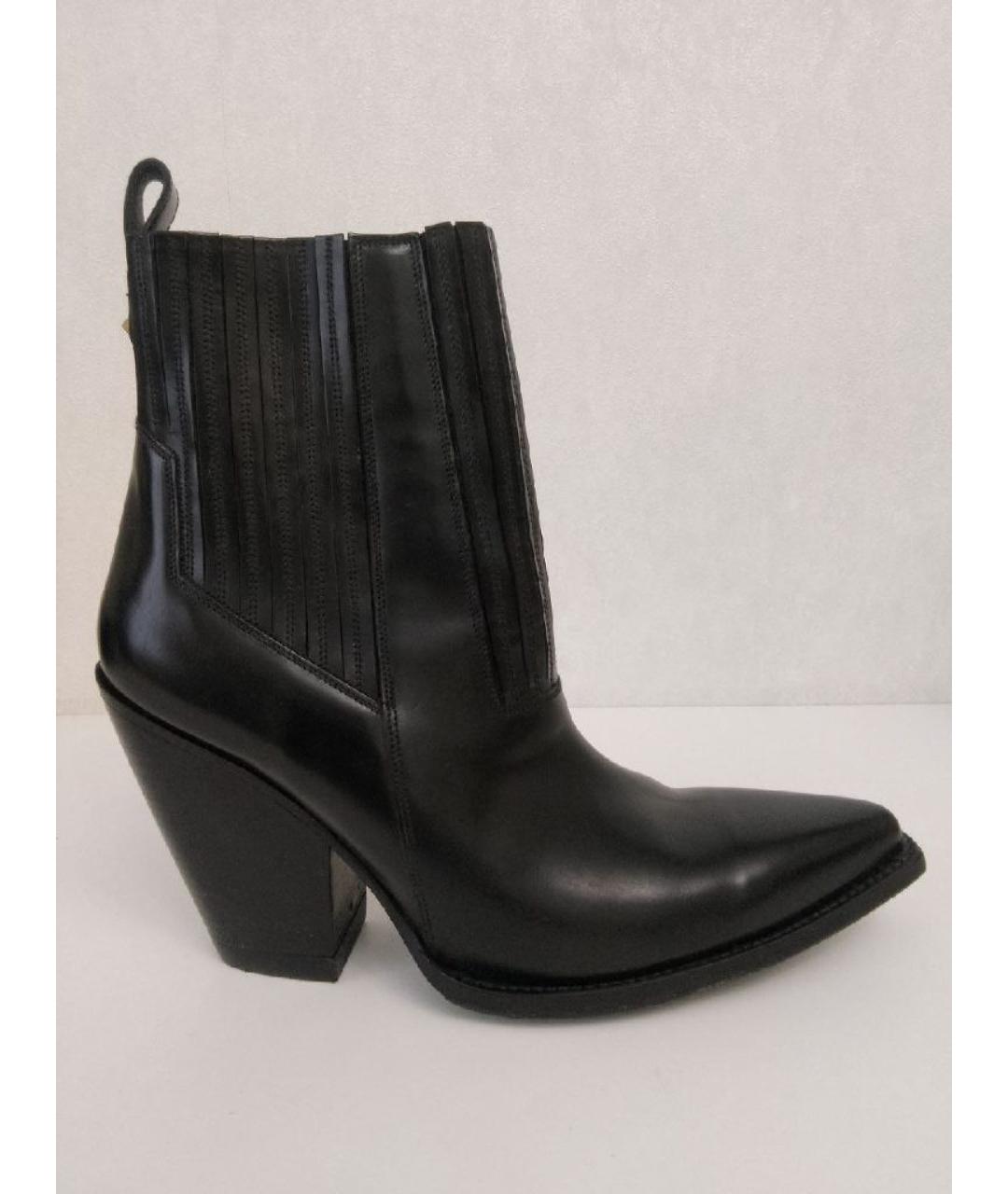 VALENTINO Черные кожаные полусапоги, фото 7