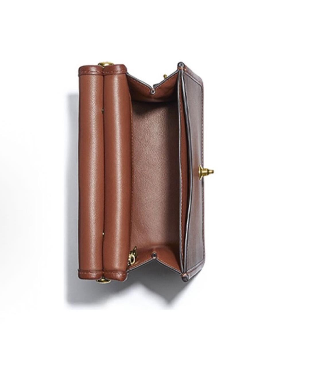 COACH Коричневая кожаная сумка с короткими ручками, фото 4