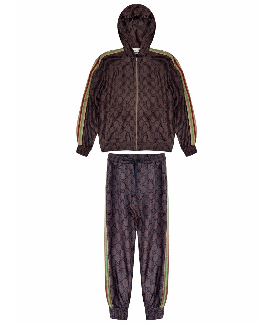 GUCCI Коричневый шелковый костюм с брюками, фото 1