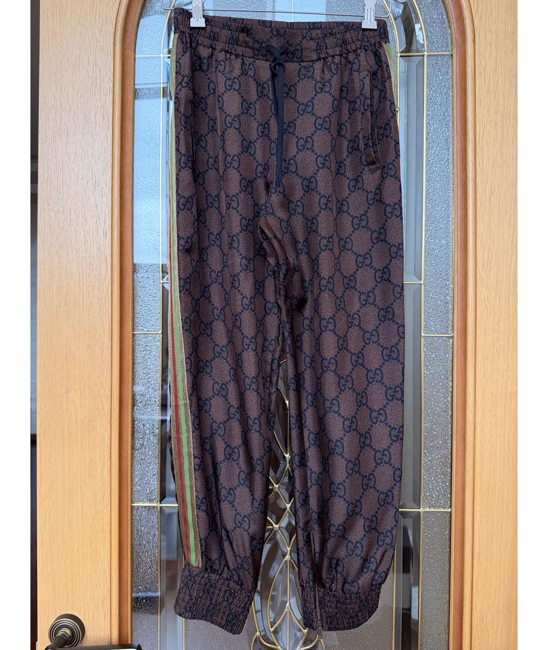 GUCCI Коричневый шелковый костюм с брюками, фото 7