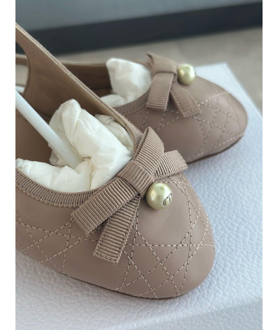 CHRISTIAN DIOR Бежевые кожаные балетки, фото 3