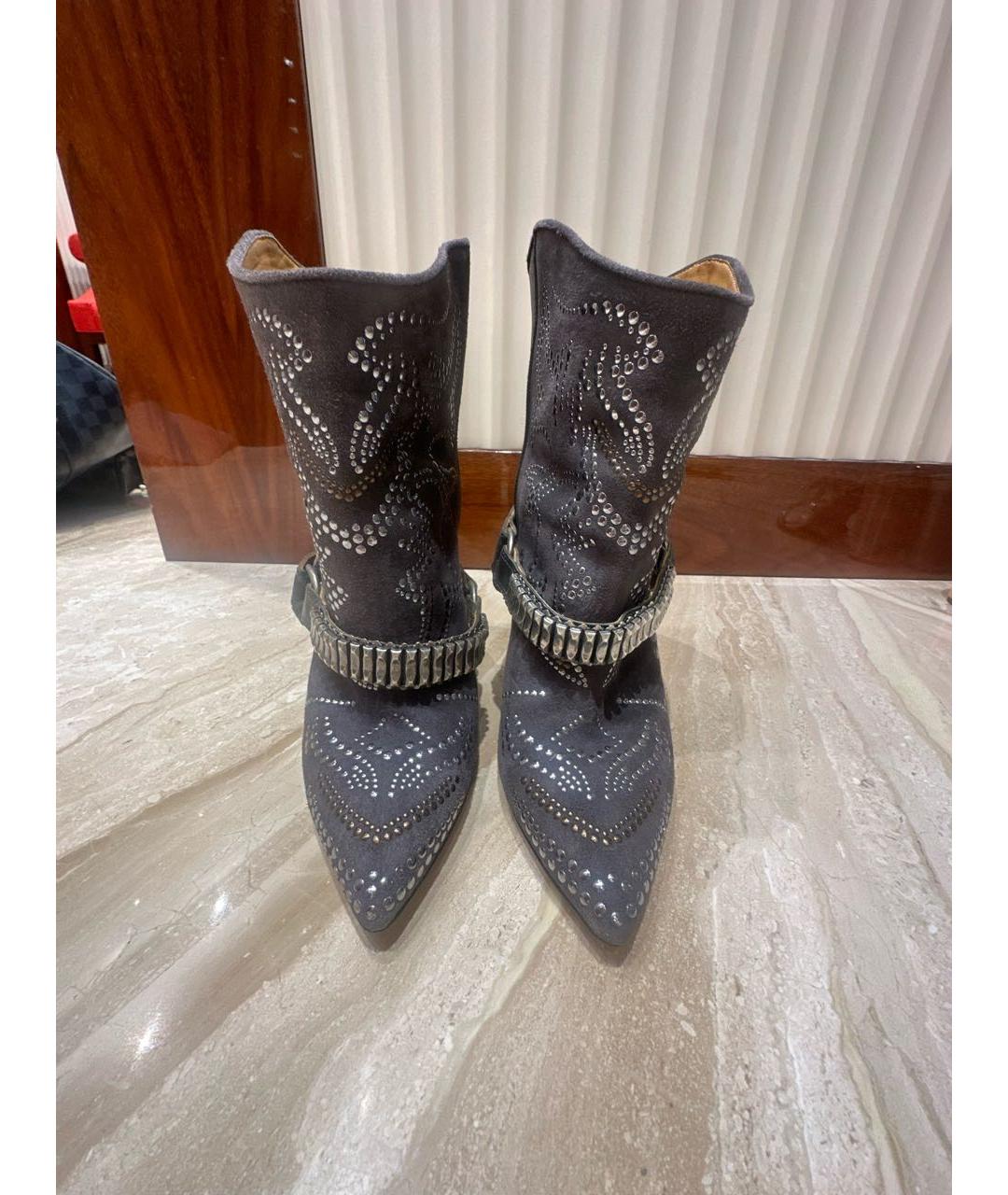 ISABEL MARANT Антрацитовые замшевые ботинки, фото 2