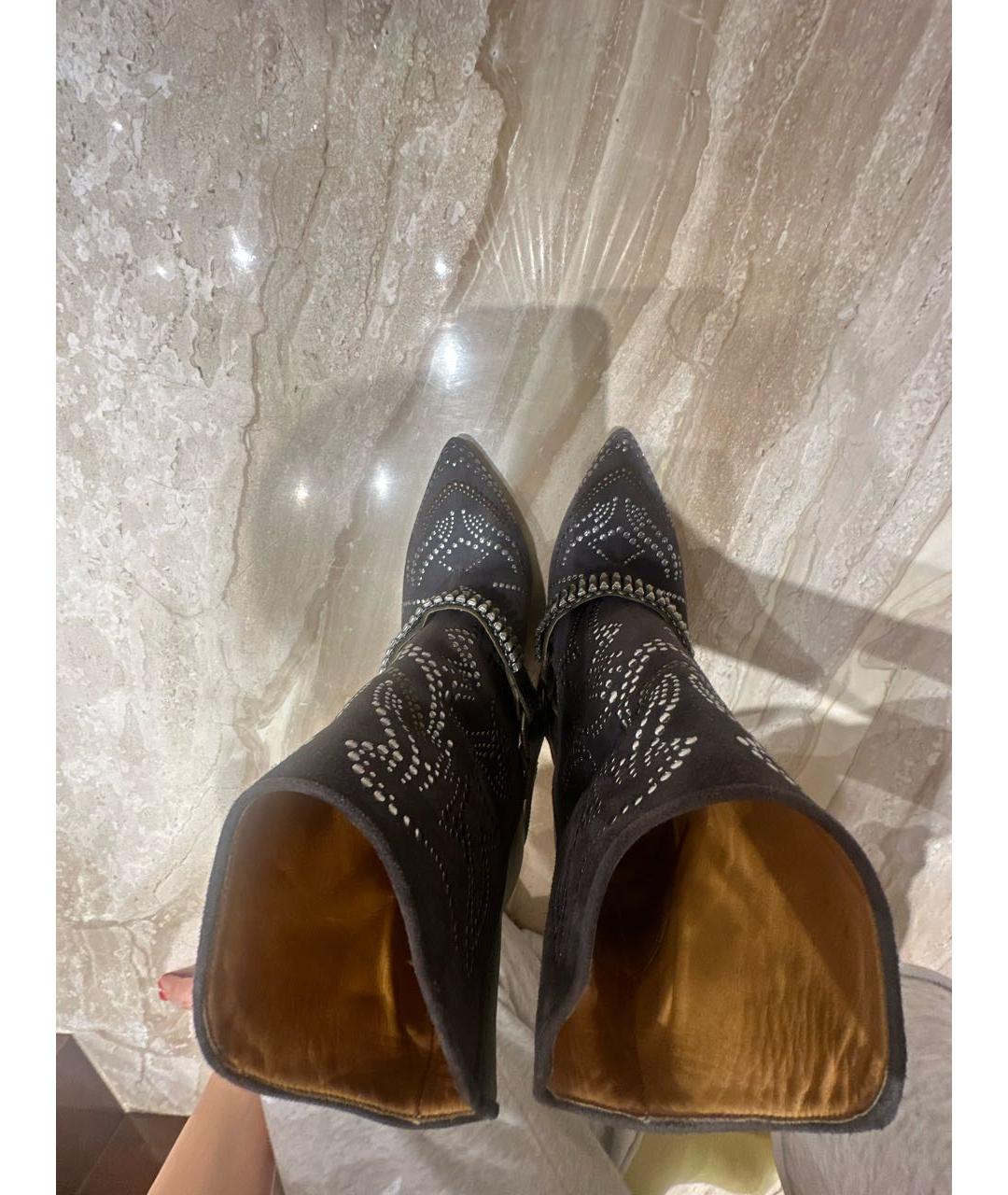 ISABEL MARANT Антрацитовые замшевые ботинки, фото 3