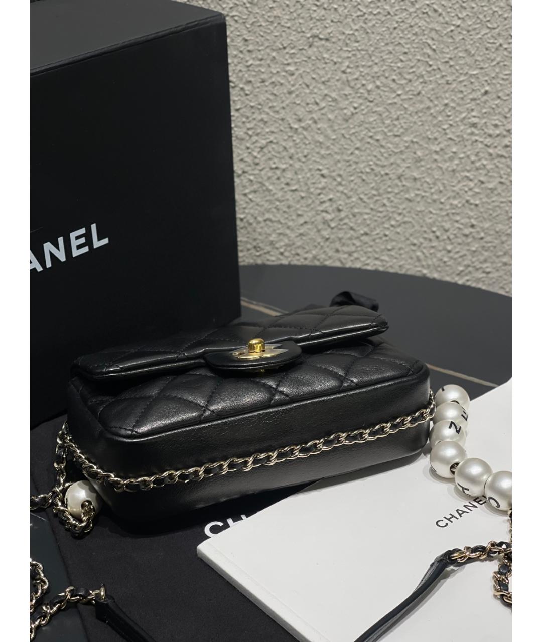 CHANEL Черная кожаная сумка через плечо, фото 7