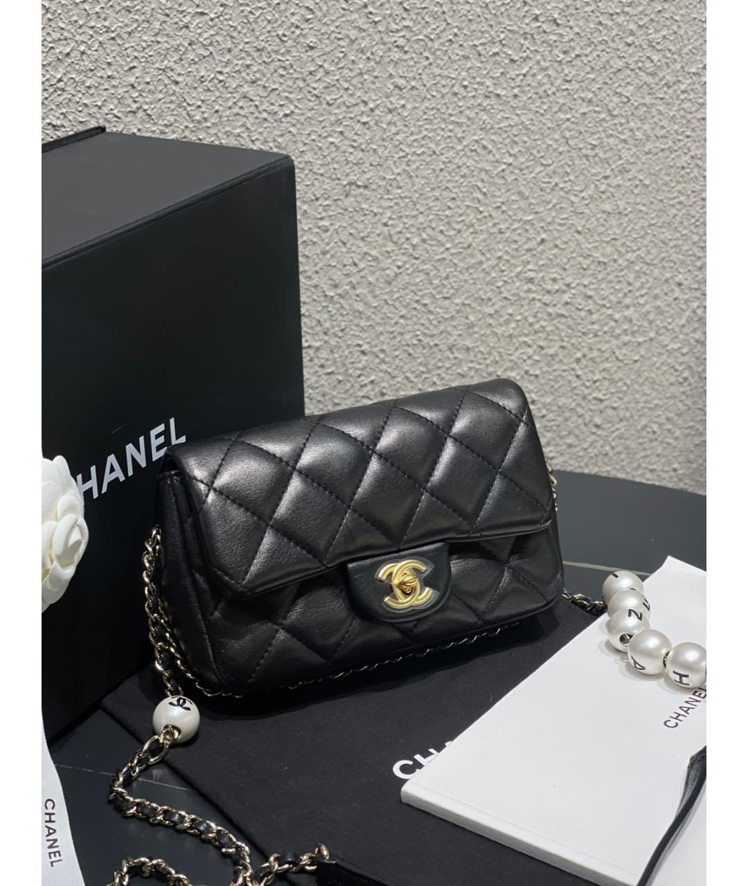 CHANEL Черная кожаная сумка через плечо, фото 5