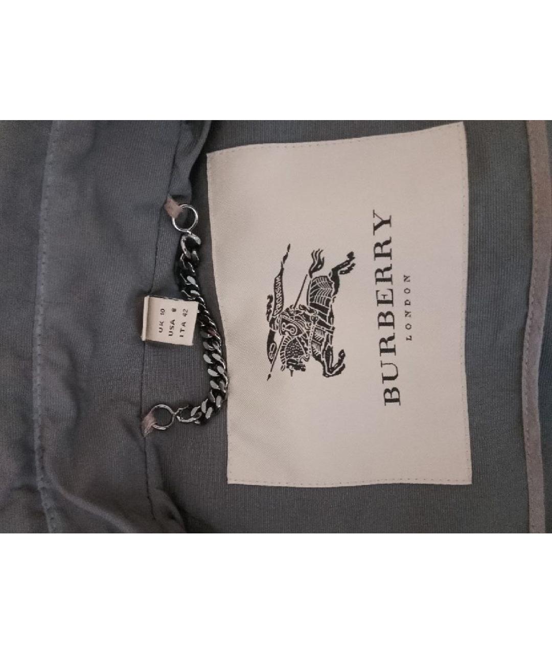 BURBERRY Серый полиэстеровый тренч/плащ, фото 6