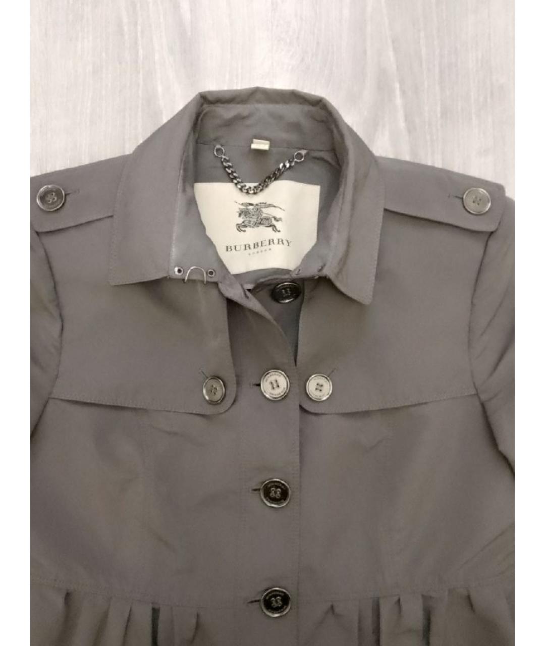 BURBERRY Серый полиэстеровый тренч/плащ, фото 3