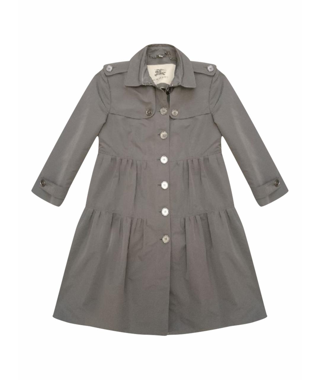 BURBERRY Серый полиэстеровый тренч/плащ, фото 1