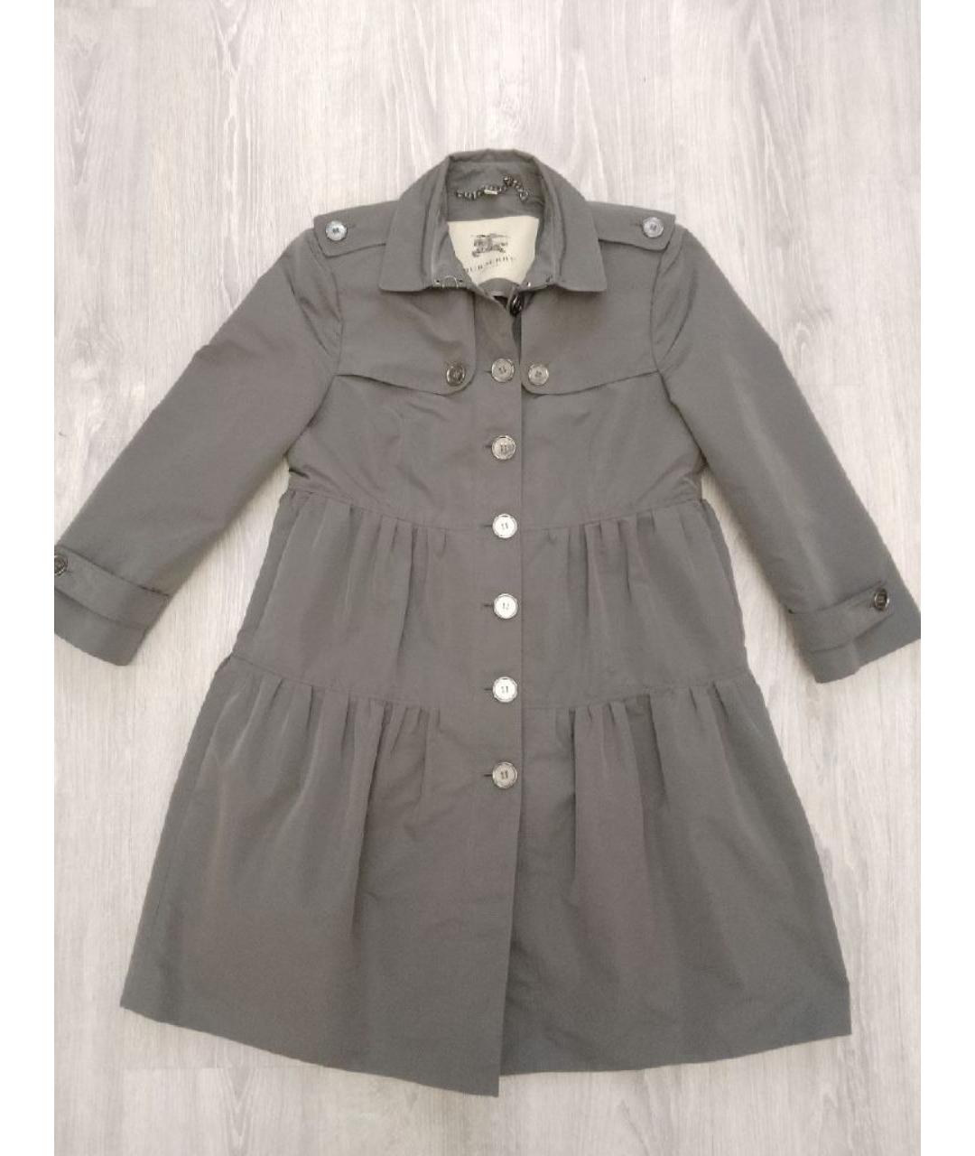 BURBERRY Серый полиэстеровый тренч/плащ, фото 7