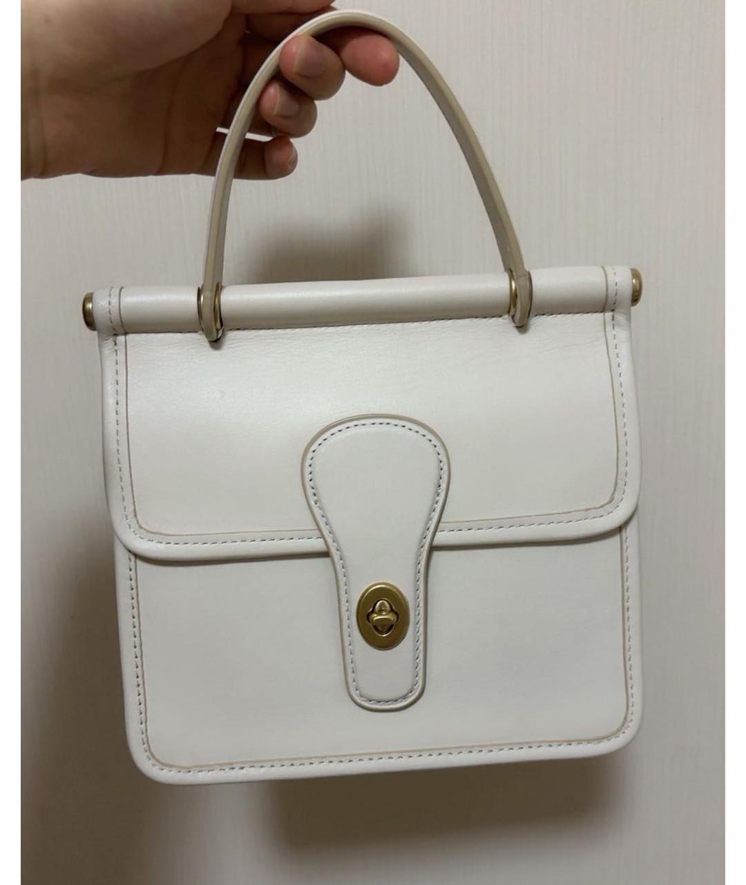COACH Белая кожаная сумка с короткими ручками, фото 5