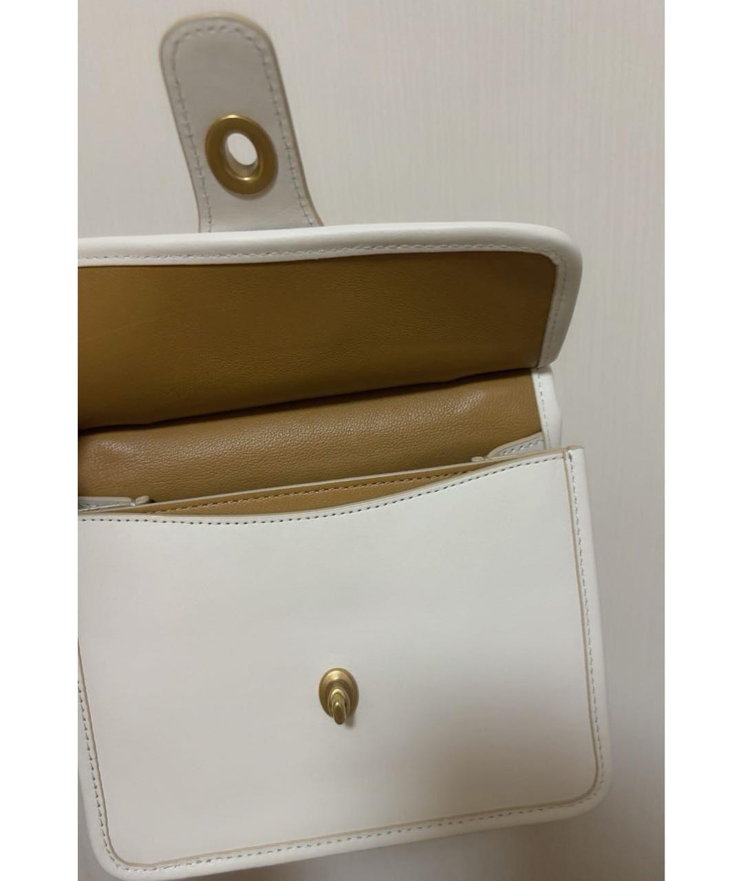 COACH Белая кожаная сумка с короткими ручками, фото 7