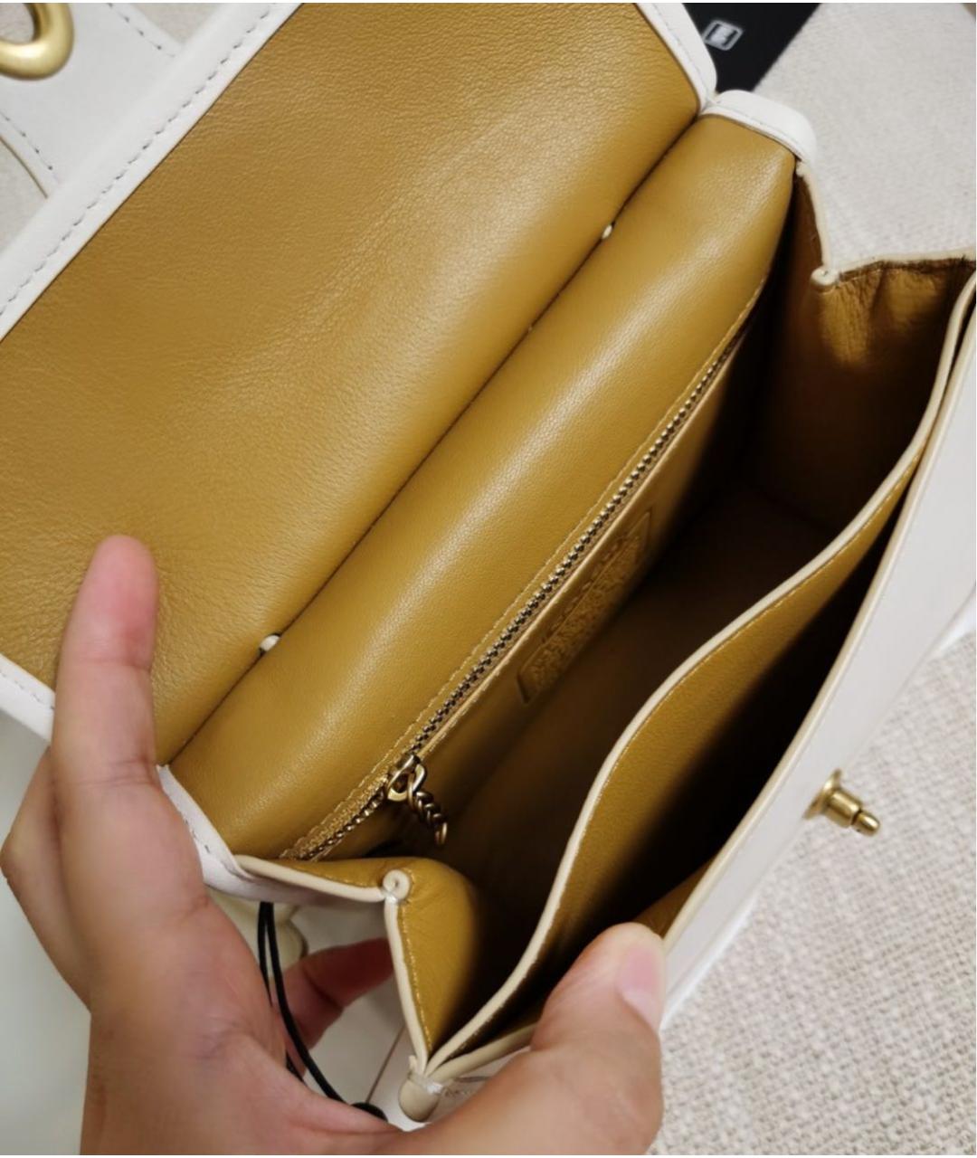 COACH Белая кожаная сумка с короткими ручками, фото 8