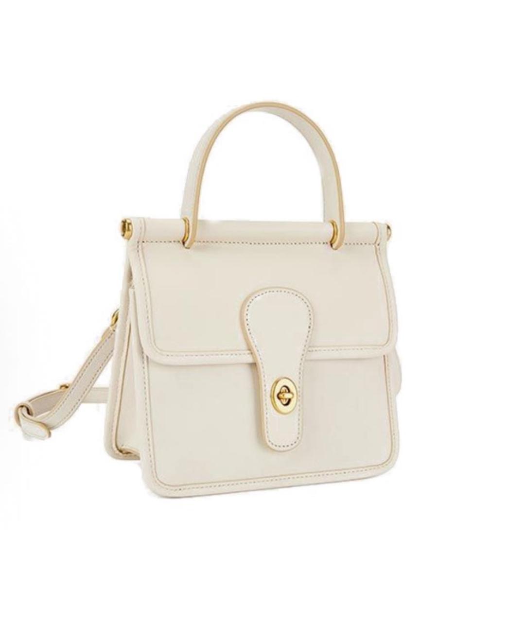 COACH Белая кожаная сумка с короткими ручками, фото 2