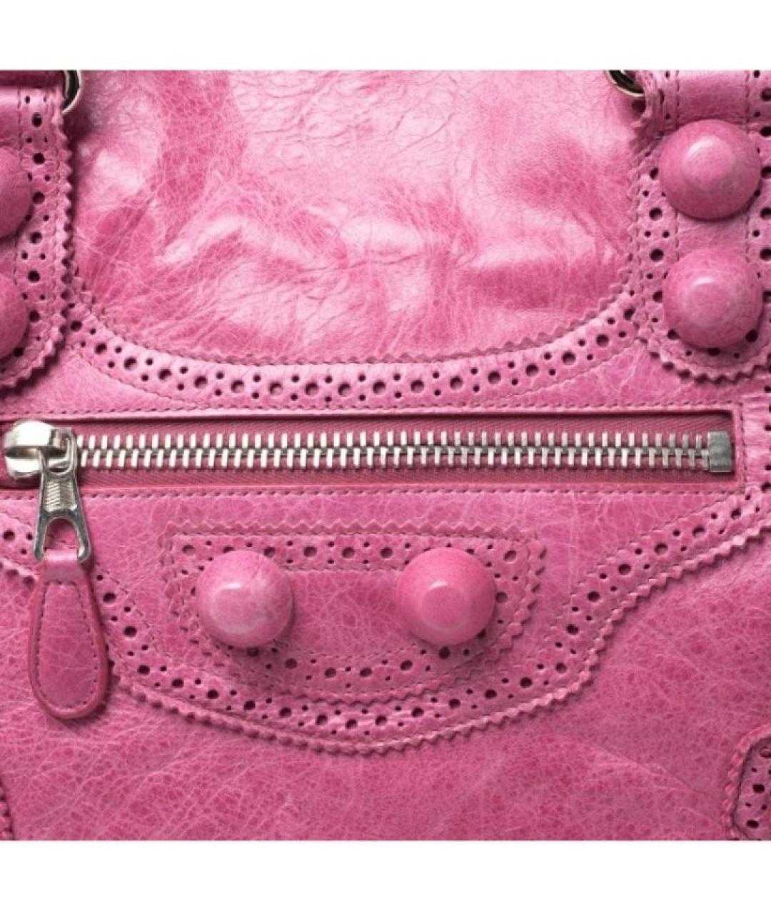 BALENCIAGA Фуксия кожаная сумка с короткими ручками, фото 4