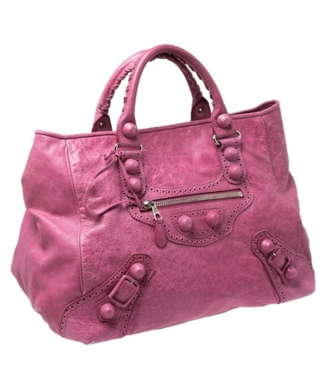 BALENCIAGA Фуксия кожаная сумка с короткими ручками, фото 2