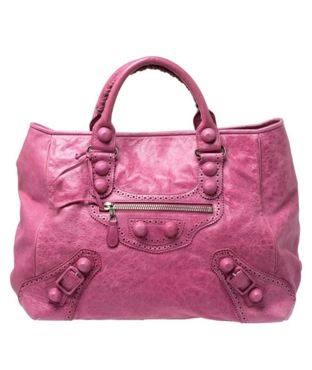 BALENCIAGA Фуксия кожаная сумка с короткими ручками, фото 1