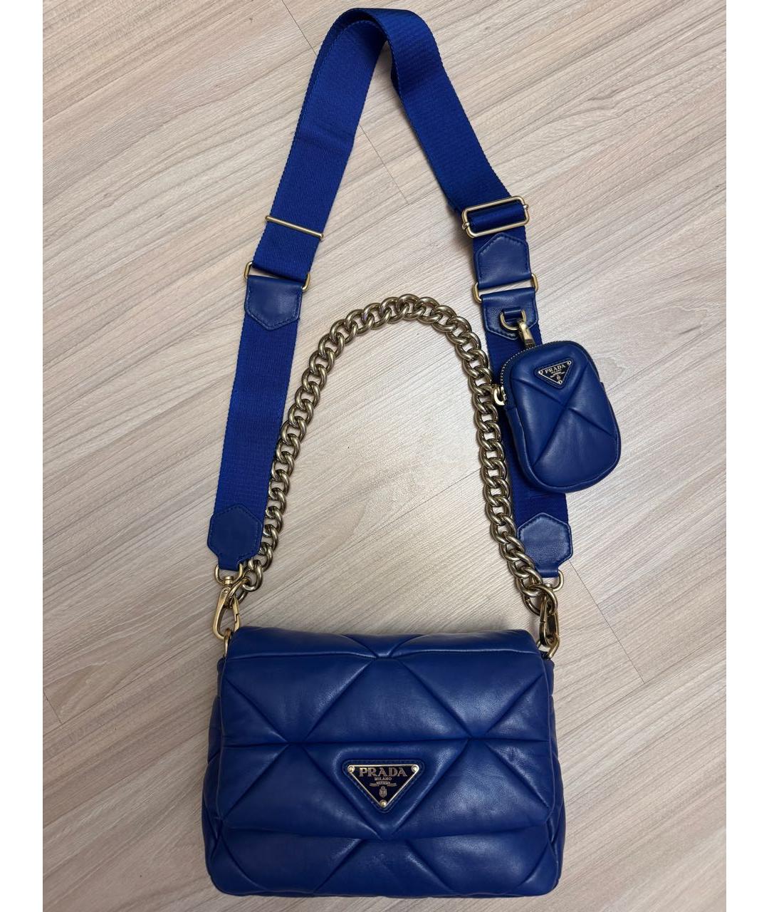 PRADA Синяя кожаная сумка через плечо, фото 9