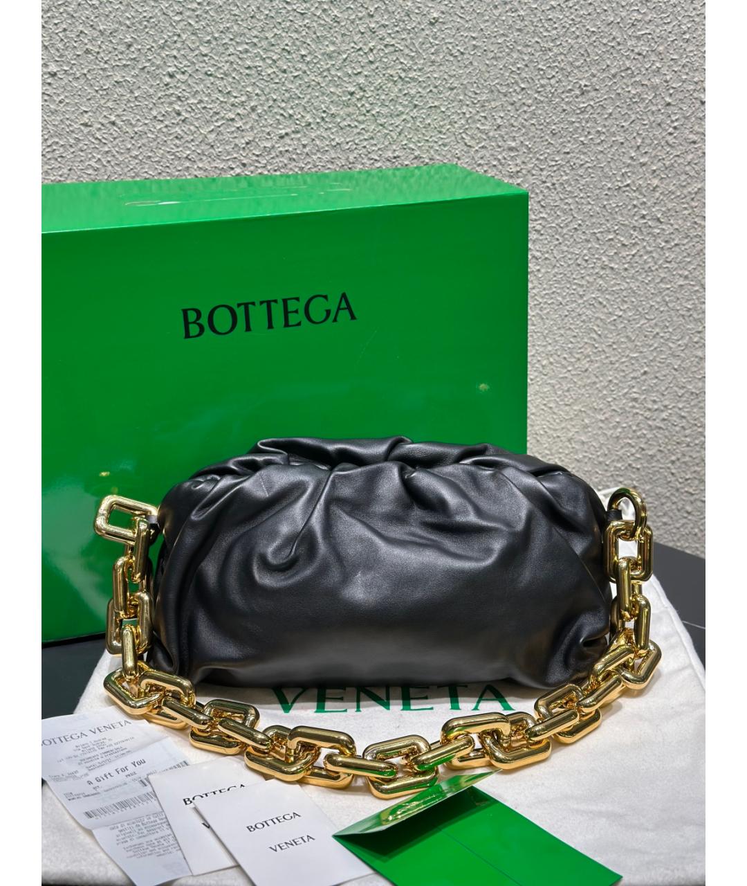 BOTTEGA VENETA Черная кожаная сумка через плечо, фото 10
