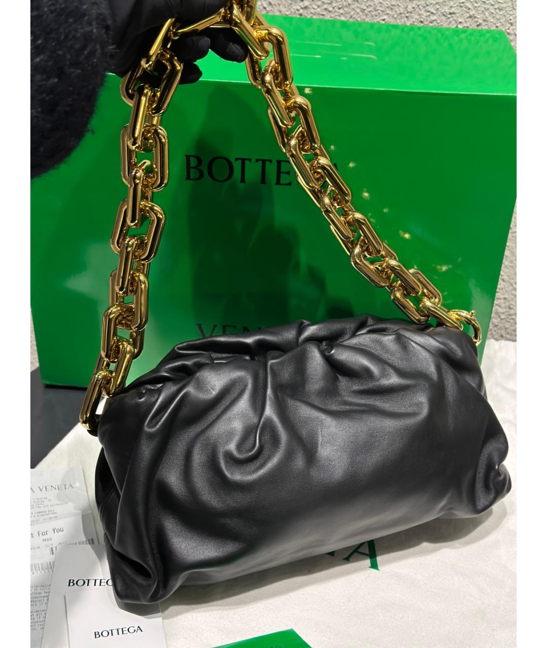 BOTTEGA VENETA Черная кожаная сумка через плечо, фото 2