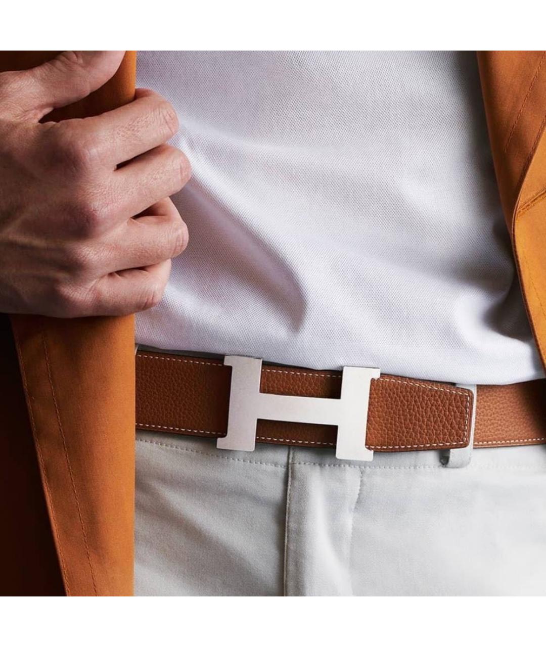 HERMES Черный кожаный ремень, фото 2