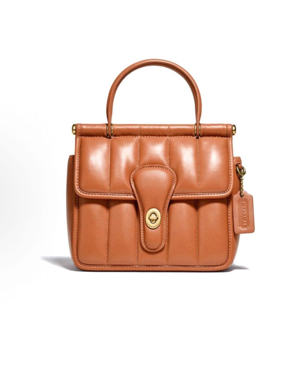 COACH Оранжевая кожаная сумка через плечо, фото 9