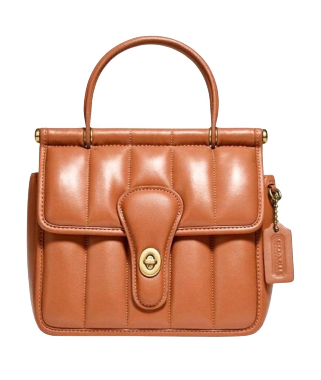 COACH Оранжевая кожаная сумка через плечо, фото 1