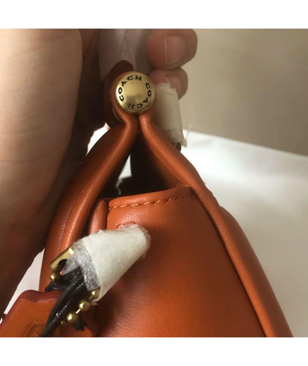 COACH Оранжевая кожаная сумка через плечо, фото 8