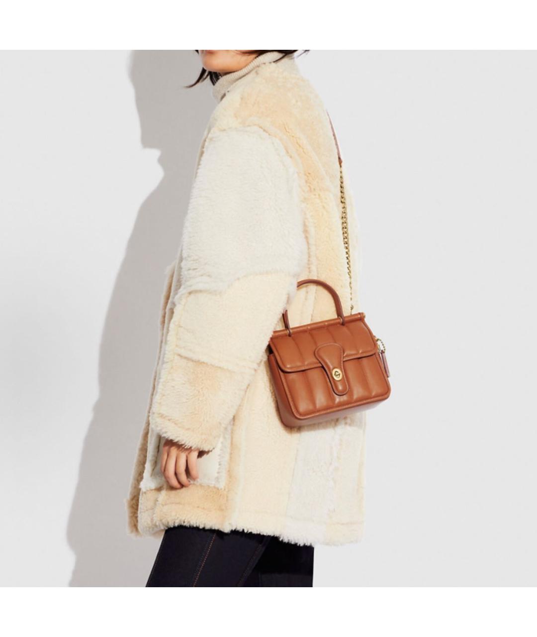 COACH Оранжевая кожаная сумка через плечо, фото 4