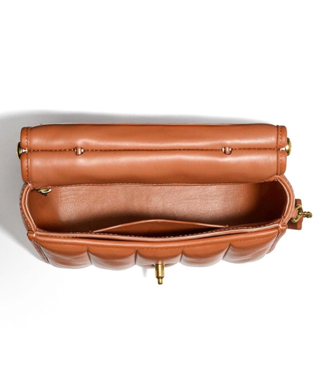 COACH Оранжевая кожаная сумка через плечо, фото 3