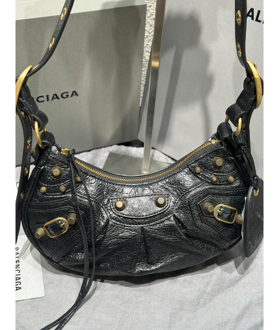 BALENCIAGA Черная кожаная сумка через плечо, фото 2