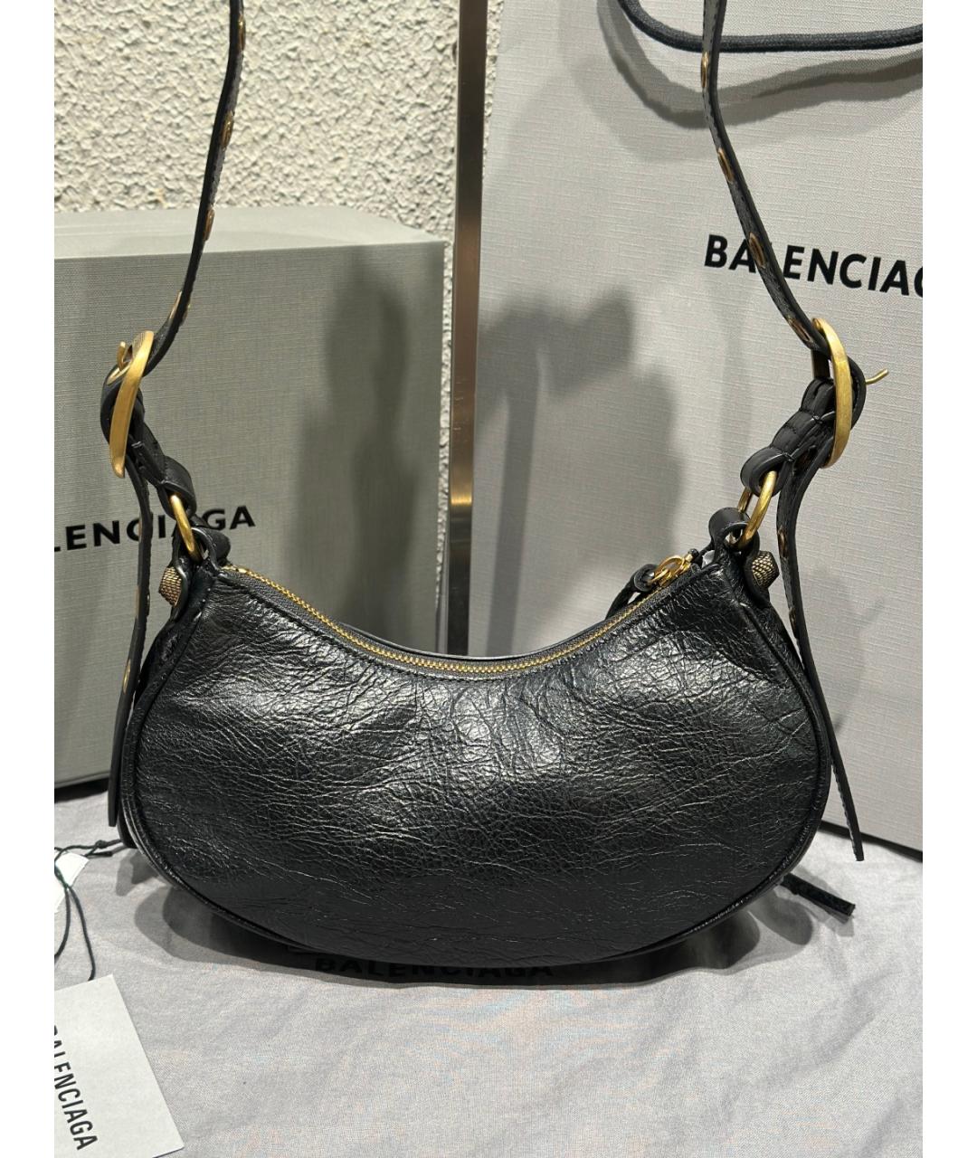 BALENCIAGA Черная кожаная сумка через плечо, фото 5