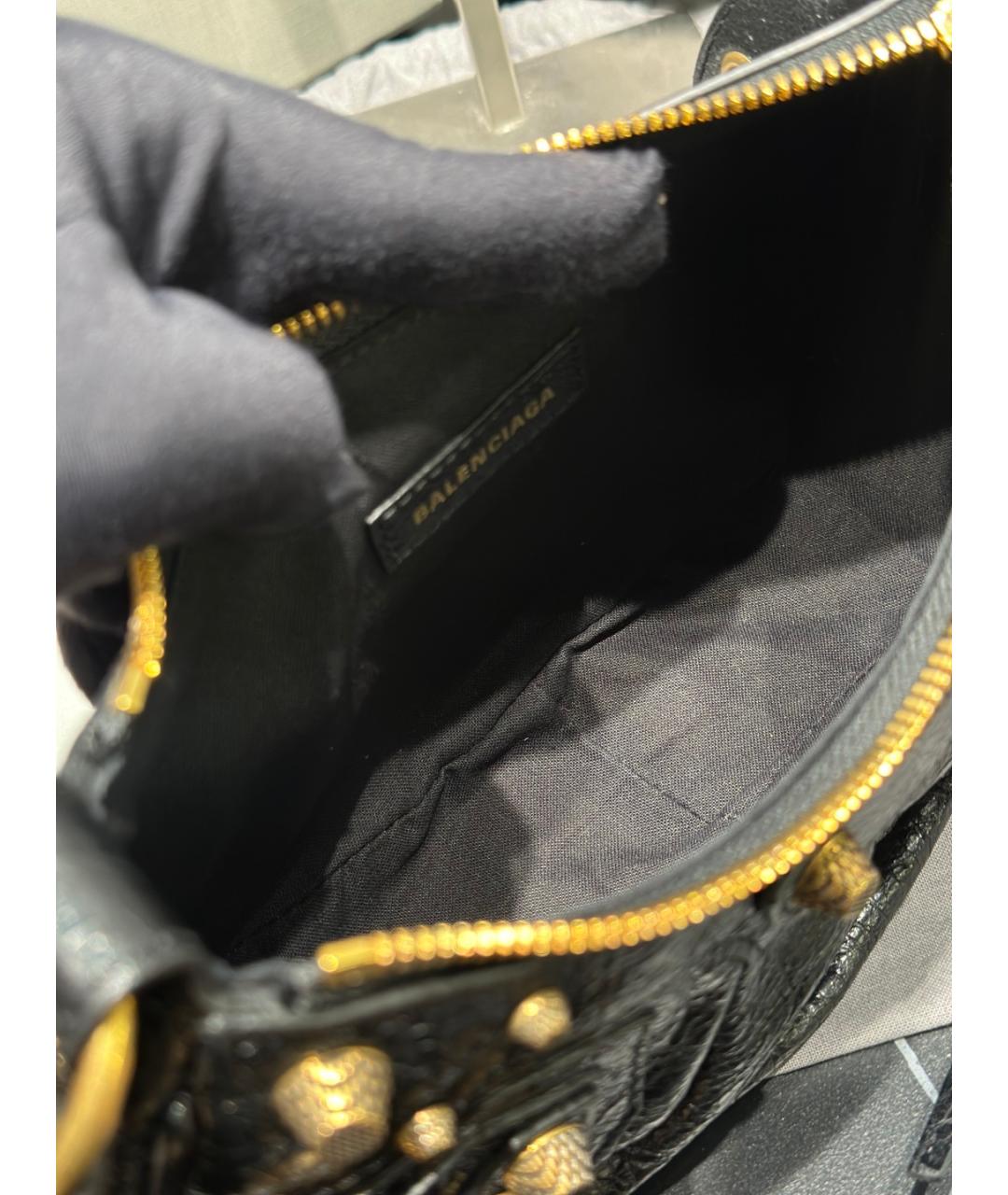 BALENCIAGA Черная кожаная сумка через плечо, фото 9